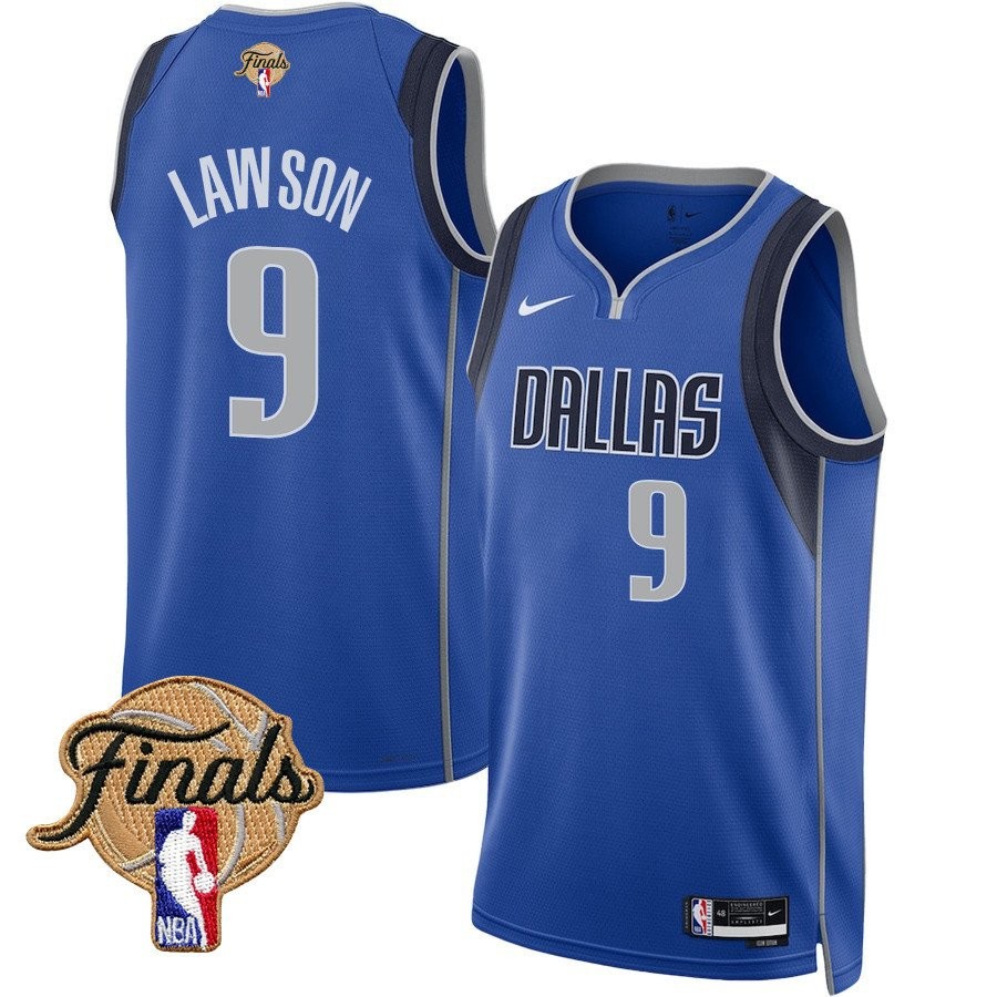 A.J. Lawson 9 Dallas Mavericks 2024 Finals Patch Swingman Jersey Icon Edition Blue