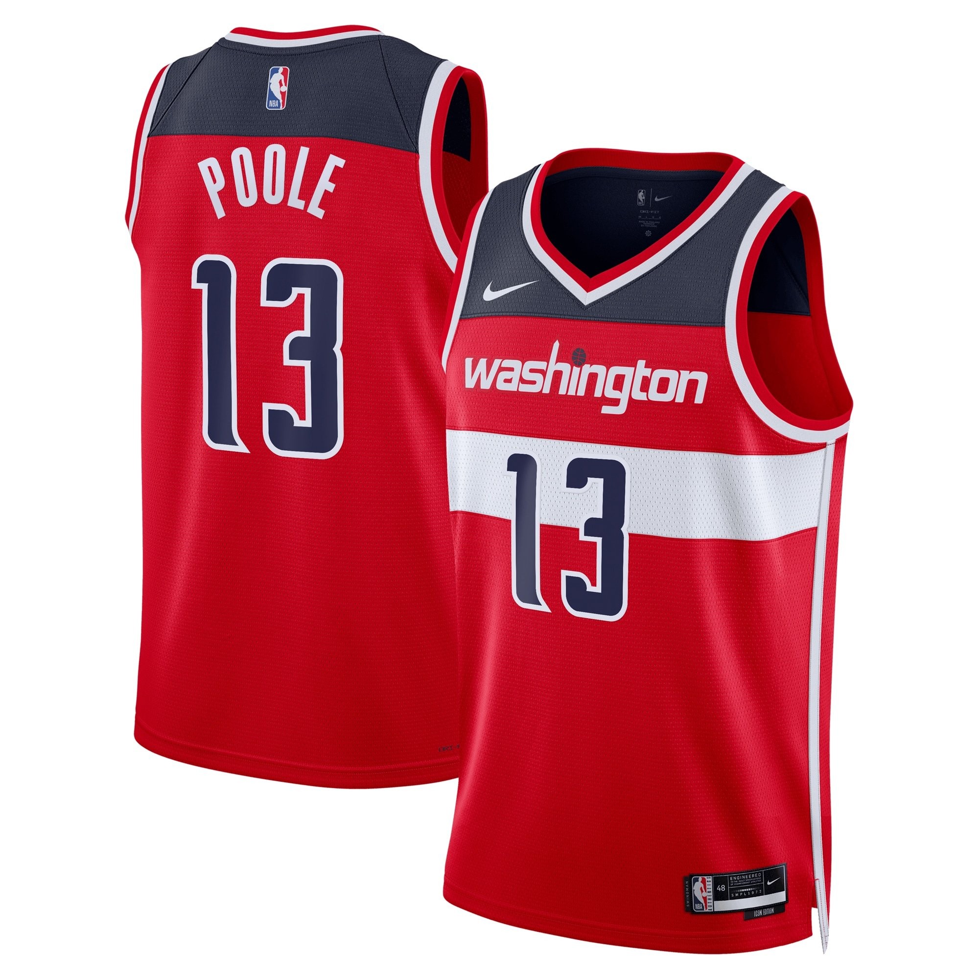 Washington Wizards Icon Edition Swingman Jersey Red Jordan Poole Unisex