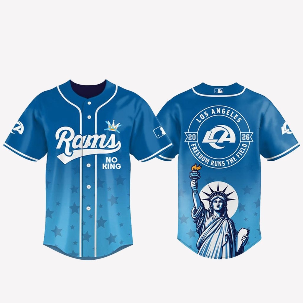Los Angeles Rams 2026 No Kings Freedom Runs The Field Baseball Jersey