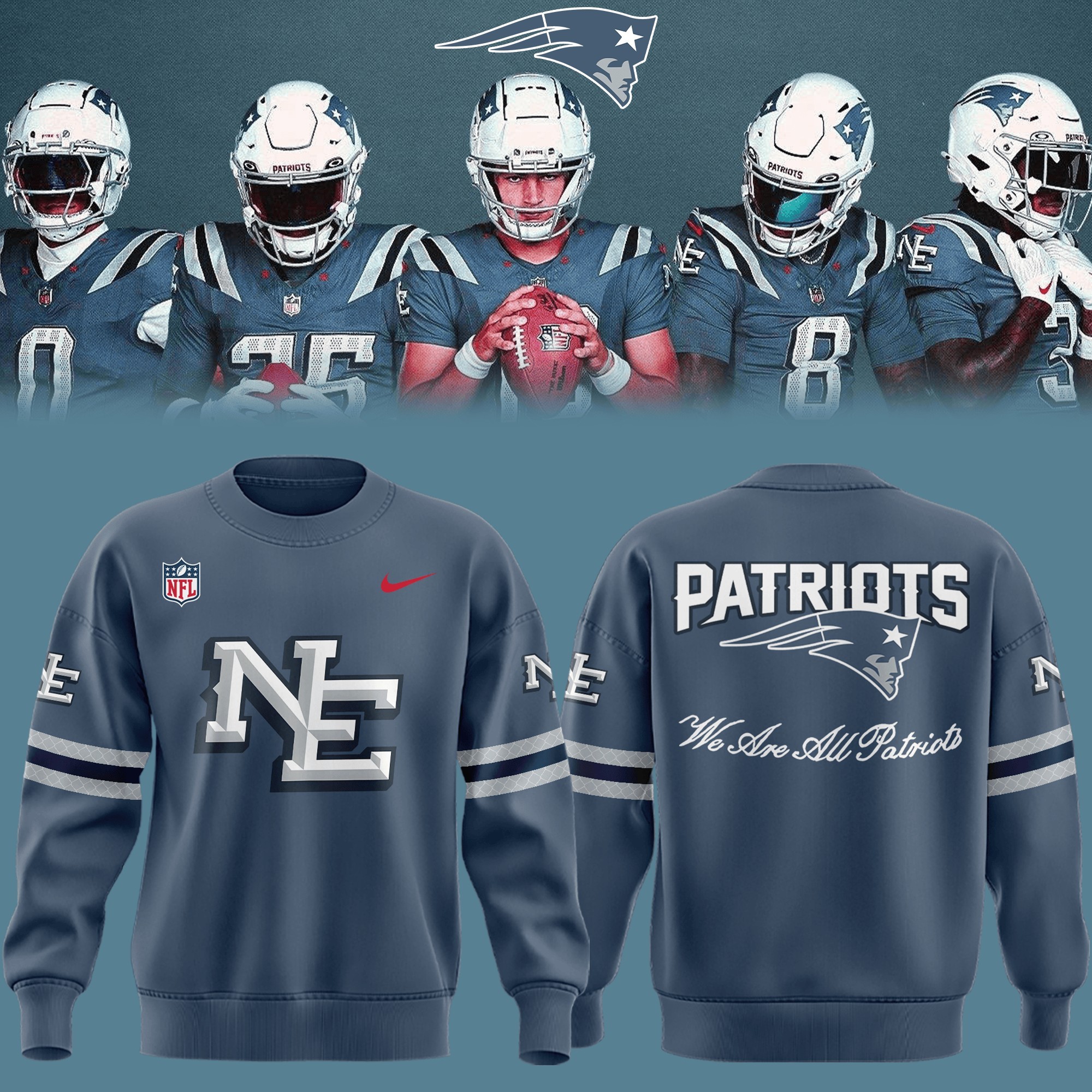 Musemora - Unisex New England Patriots Sweatshirt - Game Day Football