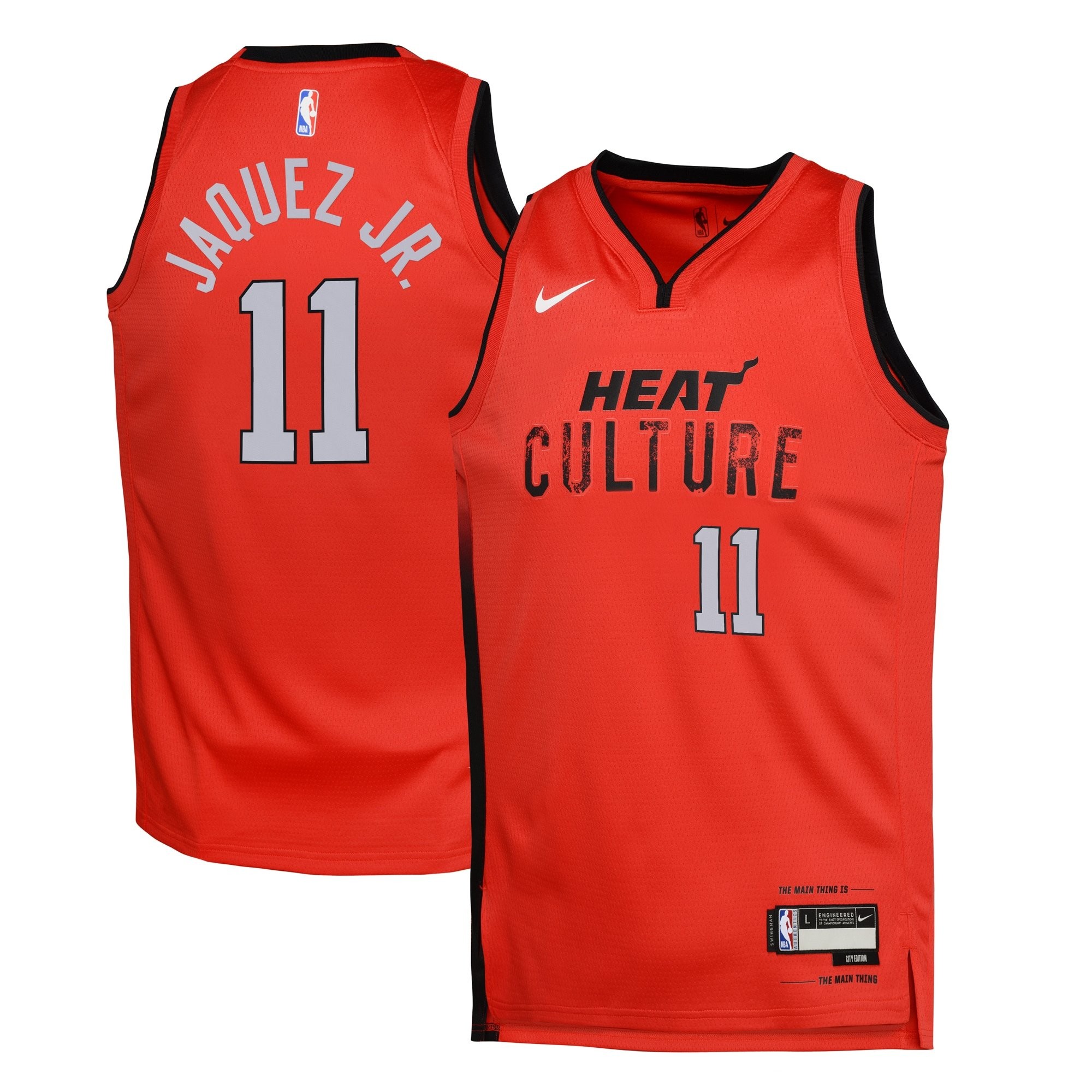 Miami Heat City Edition Swingman Jersey 2024 Red Jaime Jaquez Jr Youth