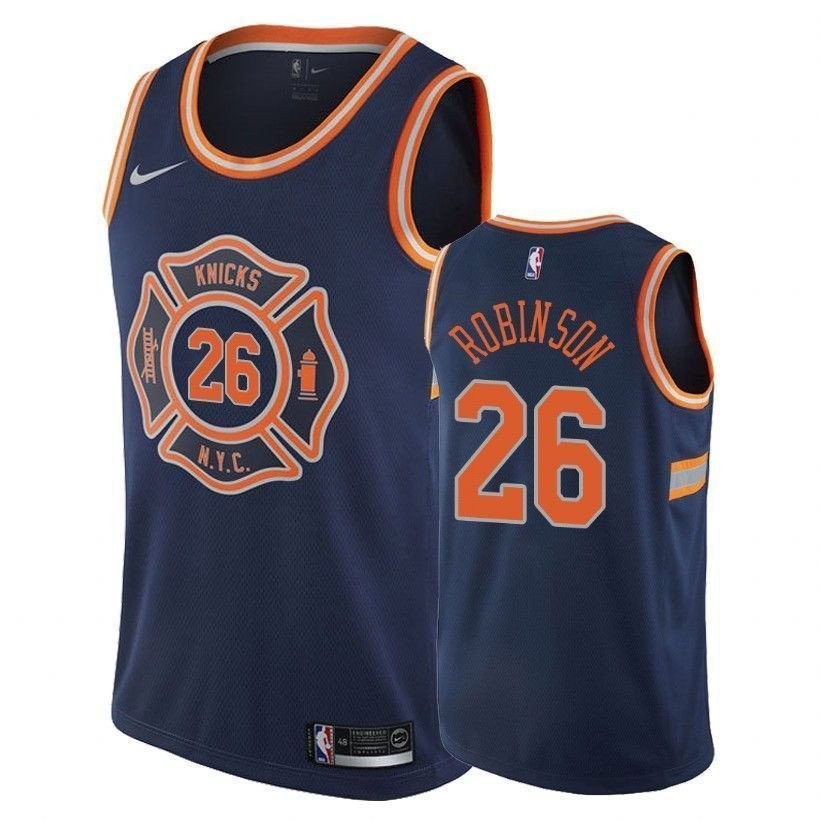Knicks Male Mitchell Robinson 26 City Navy Jersey
