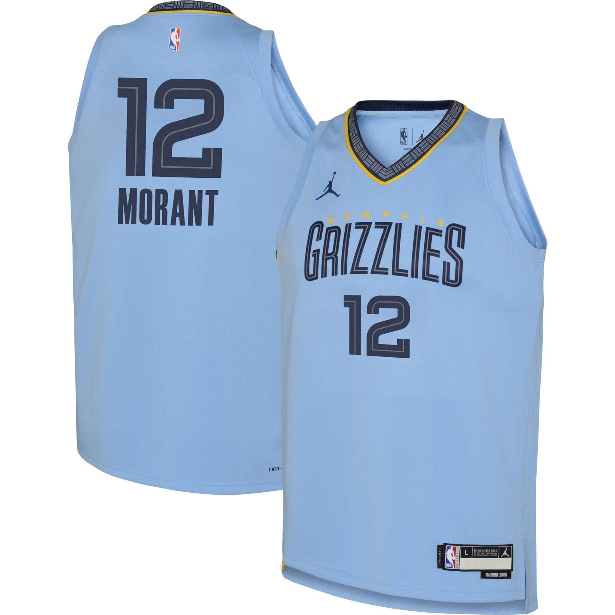 Youth Jordan Brand Ja Morant Light Blue Memphis Grizzlies Swingman Jersey Statement Edition