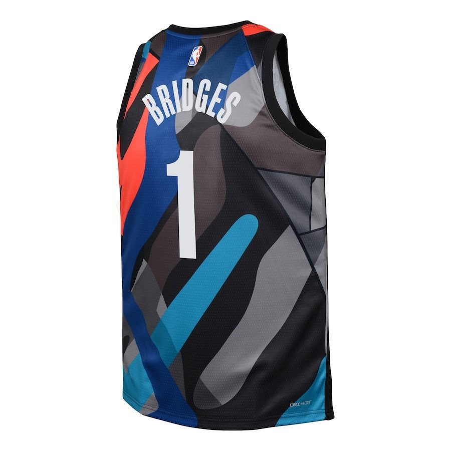 Mikal Bridges Brooklyn Nets 2023/24 City Edition Swingman Youth Jersey Black - Image 3