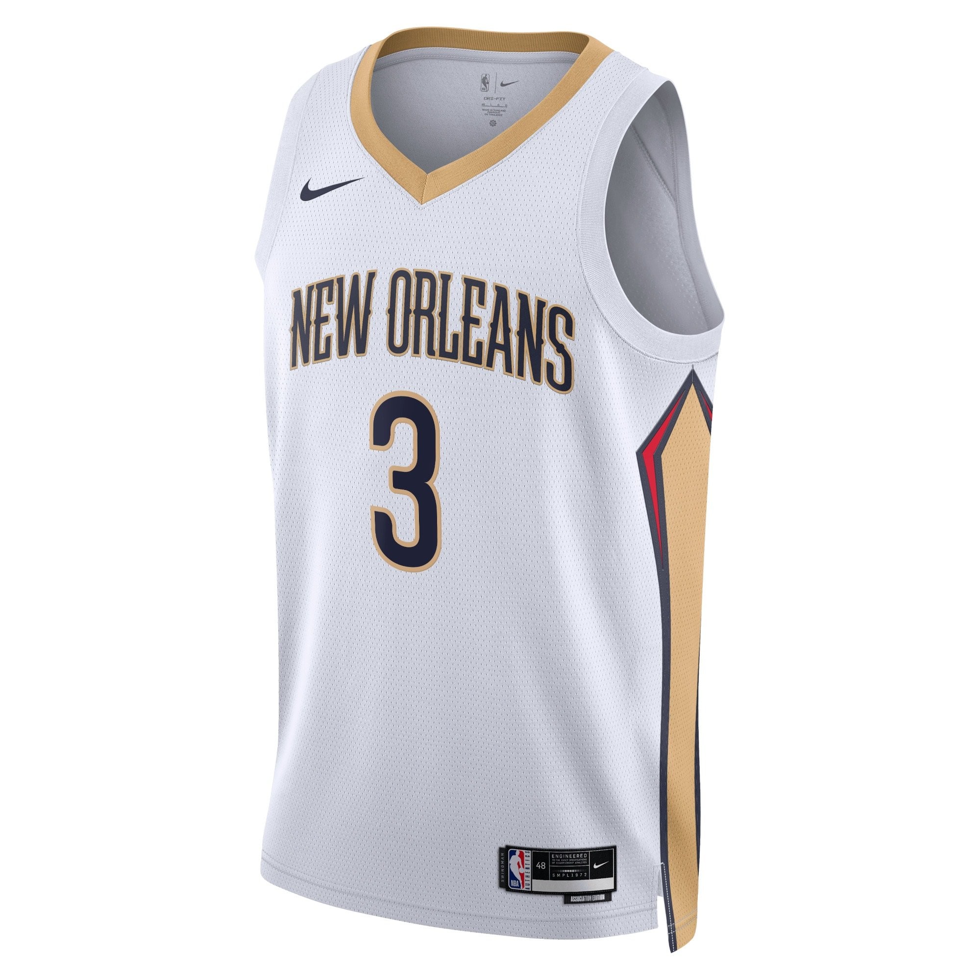 New Orleans Pelicans Association Edition Swingman Jersey White C.J. McCollum Unisex