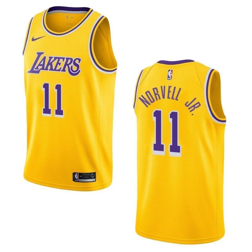 Men's Los Angeles Lakers Zach Norvell Jr. 11 Icon Swingman Jersey Gold Multi Color