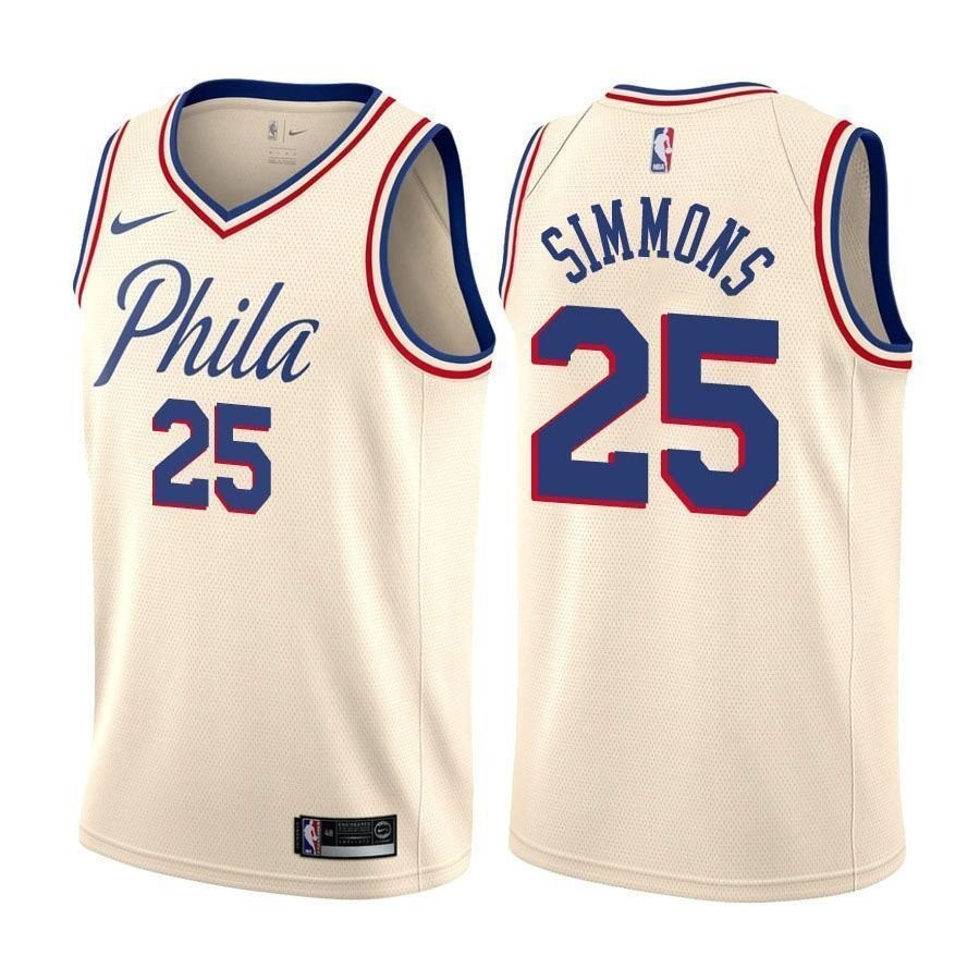 Men's Philadelphia 76ers Ben Simmons #25 City Edition Natural Multicolor Jersey