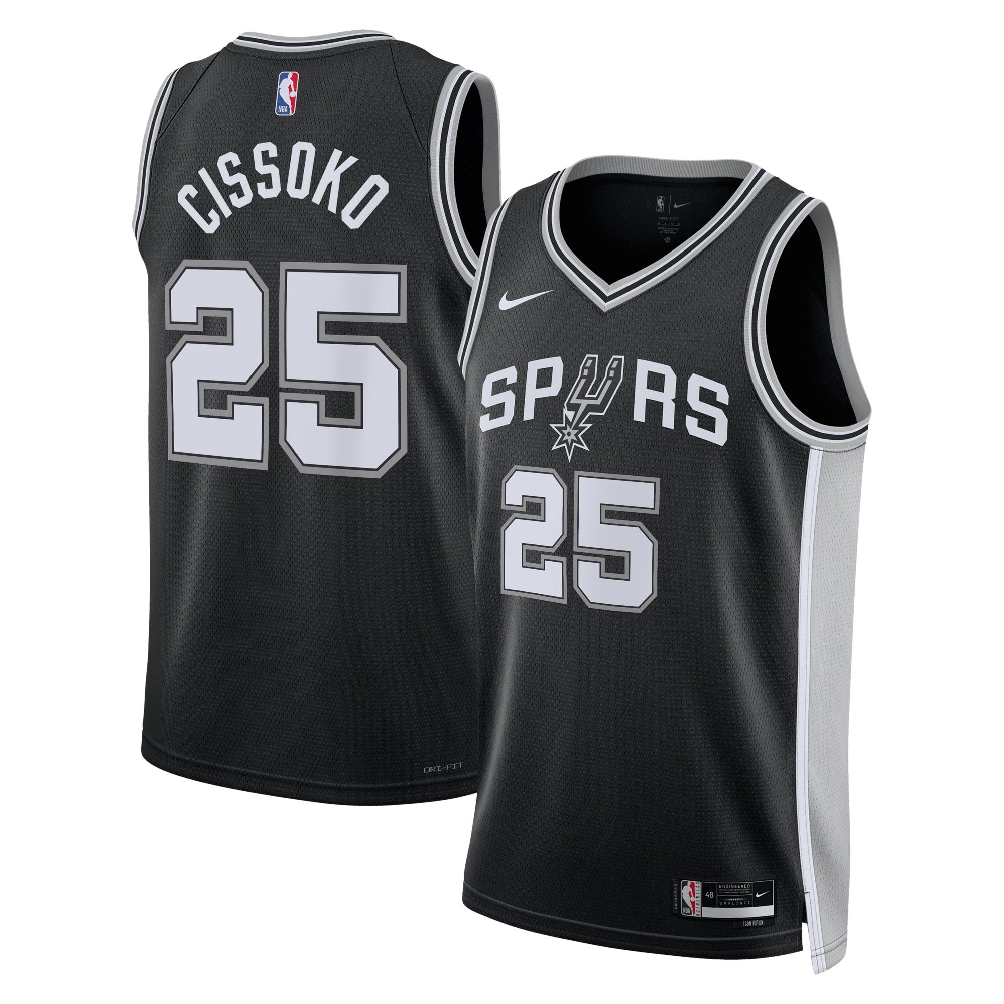 San Antonio Spurs Icon Edition Swingman Jersey Black Sidy Cissoko Unisex