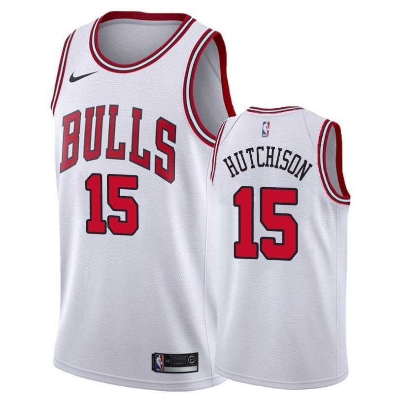 Men's Chandler Hutchison Bulls #15 Association White Jersey