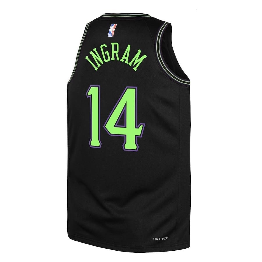Brandon Ingram 14 New Orleans Pelicans 2023/24 City Edition Swingman Youth Jersey Black - Image 3