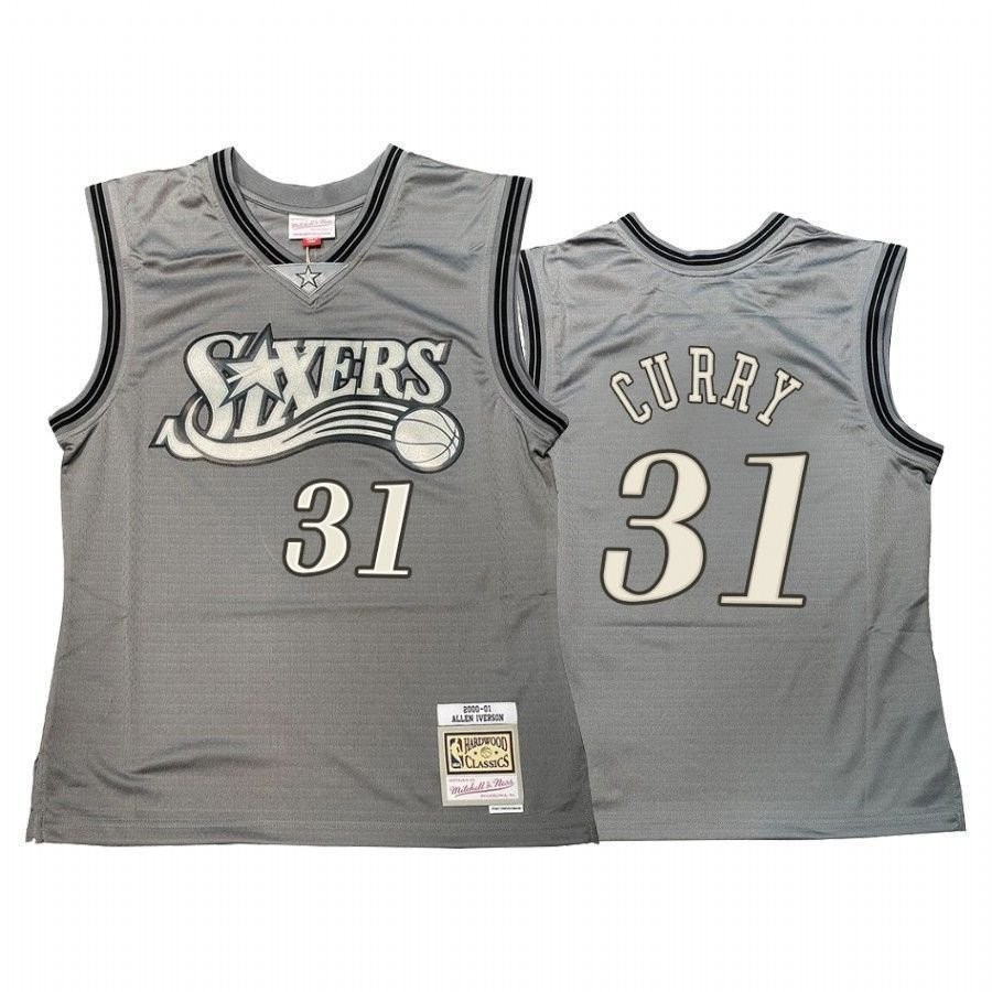 Men's Seth Curry 31 Philadelphia 76ers Hardwood Classics Jersey Gray