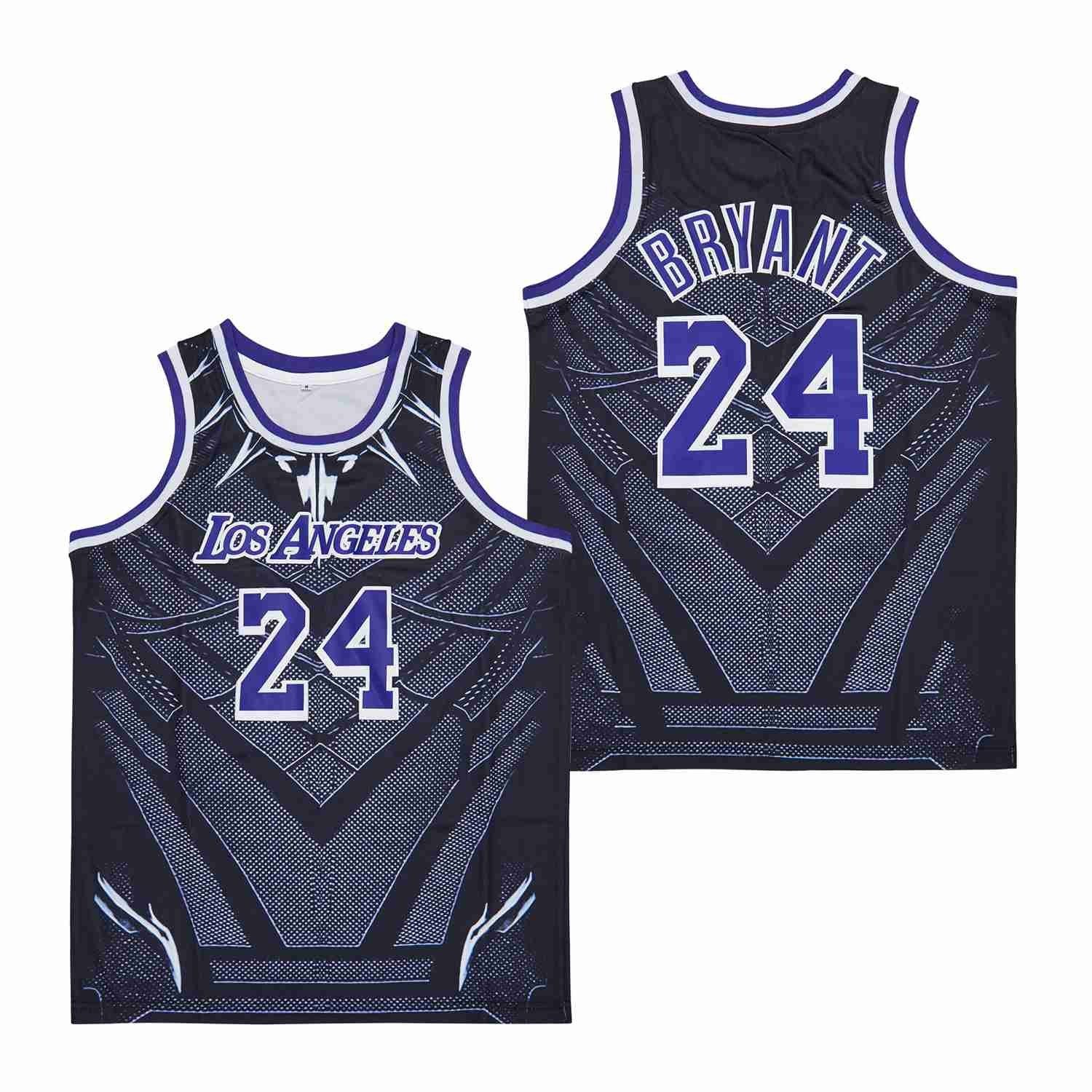 Kobe Bryant 24 Los Angeles Lakers Black Panther Pattern Swingman Jersey - Black Unisex