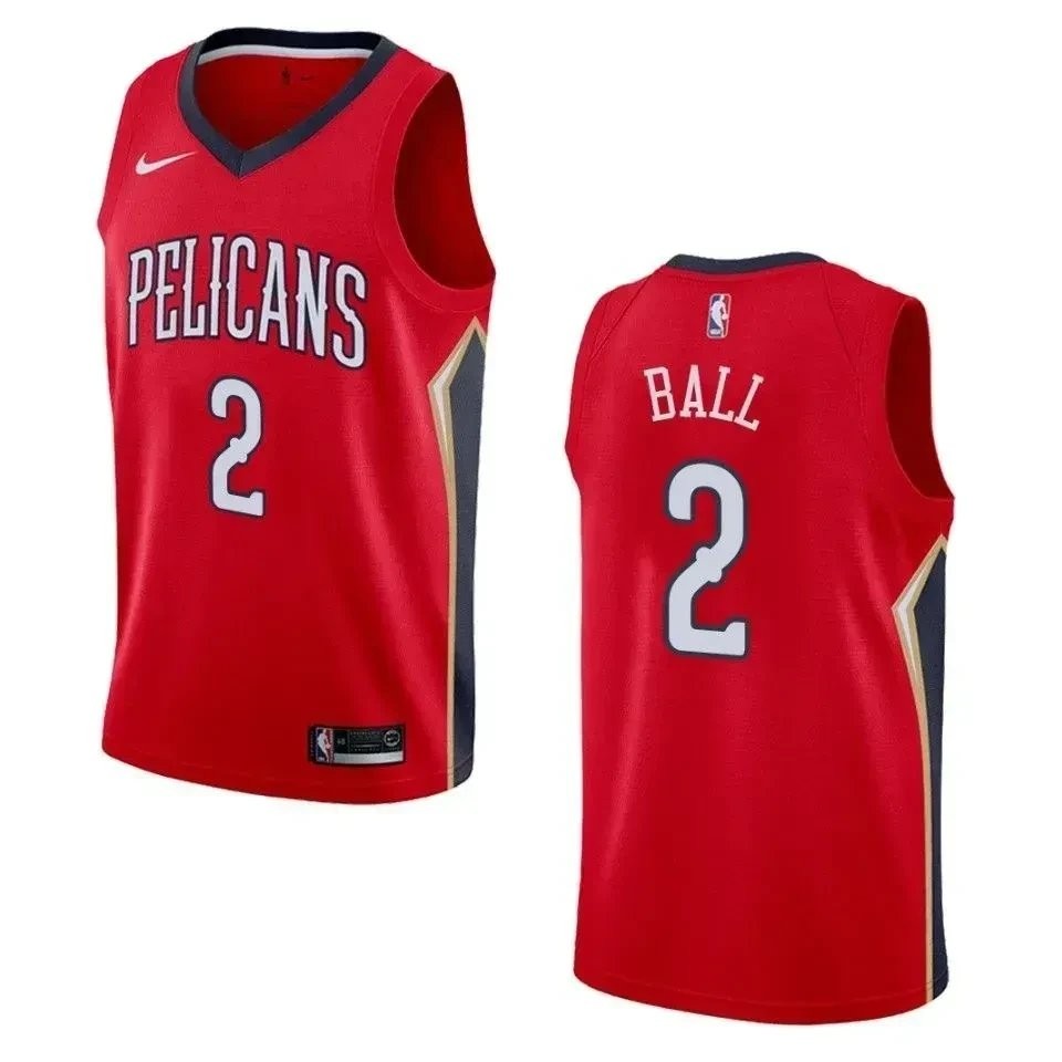 Men's New Orleans Pelicans Lonzo Ball Statement Swingman Jersey Red
