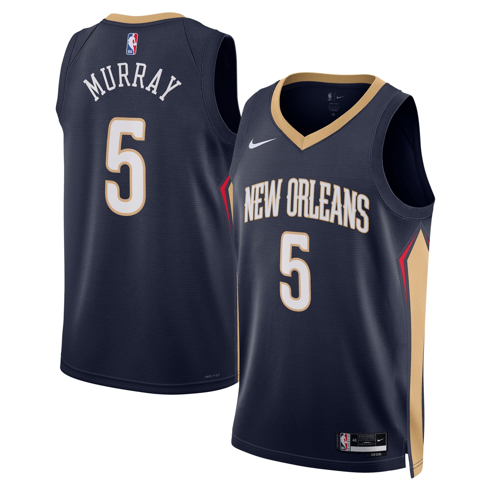 New Orleans Pelicans Icon Edition Swingman Jersey Navy Dejounte Murray Unisex