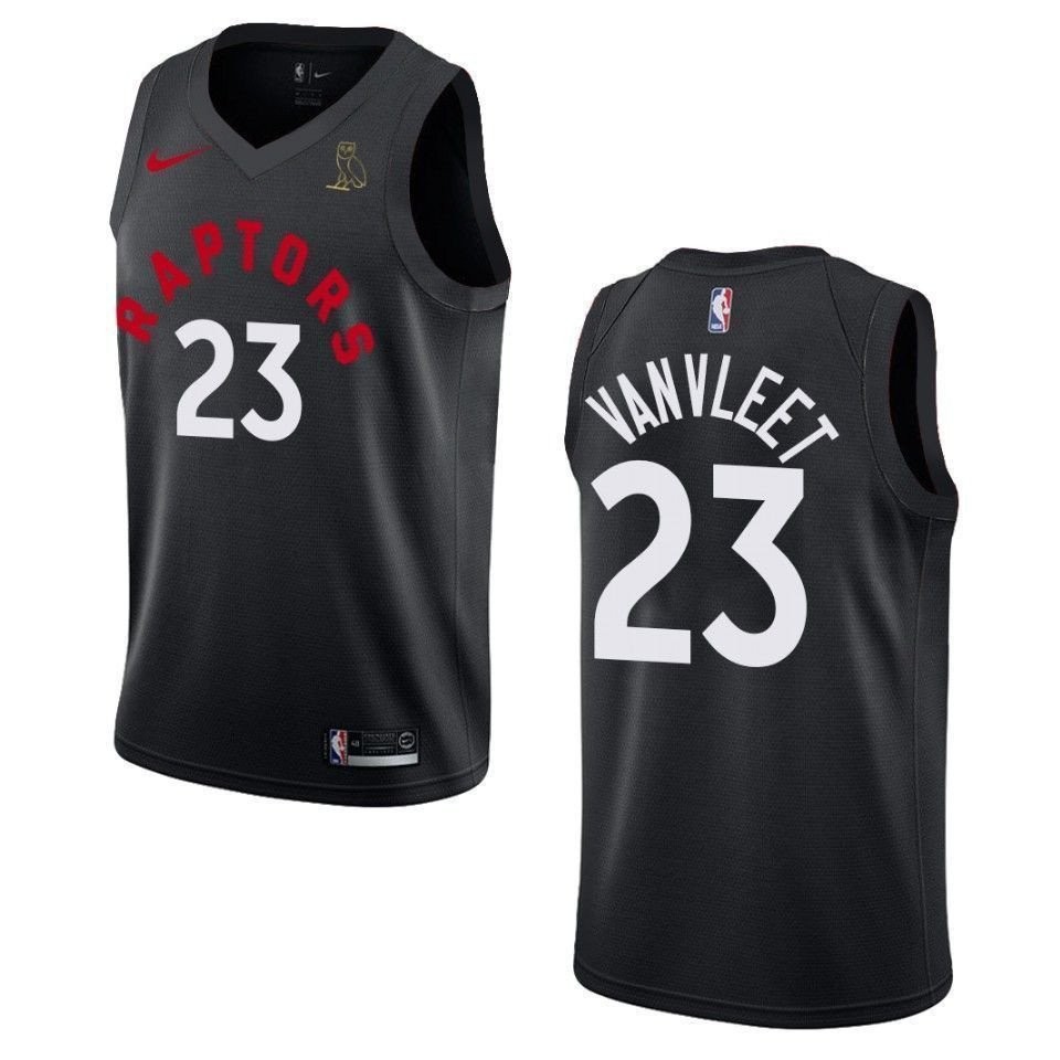Men's Toronto Raptors Fred VanVleet #23 Drake OVO Black Jersey
