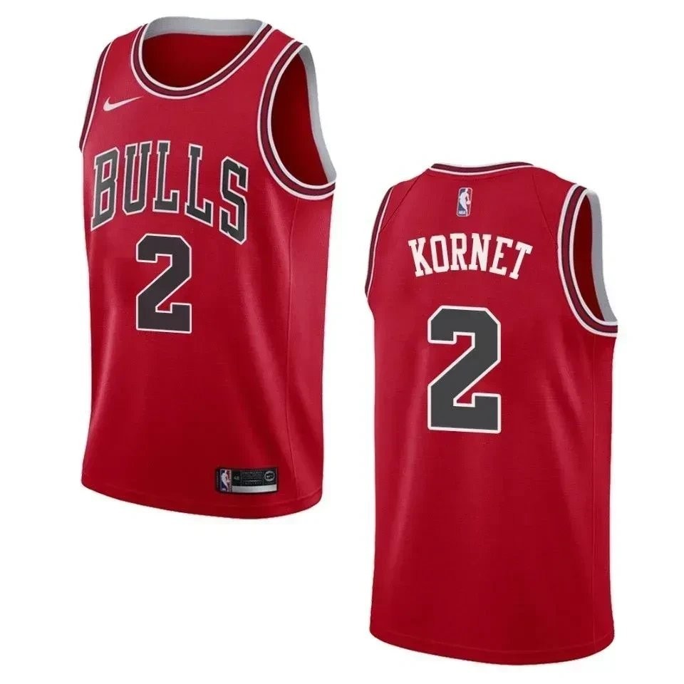 Men's Chicago Bulls 2 Luke Kornet Icon Swingman Jersey Red Multi Color