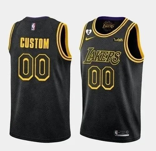 Men's Los Angeles Lakers Black Custom Jersey with Gigi Patch Stitched Unisex