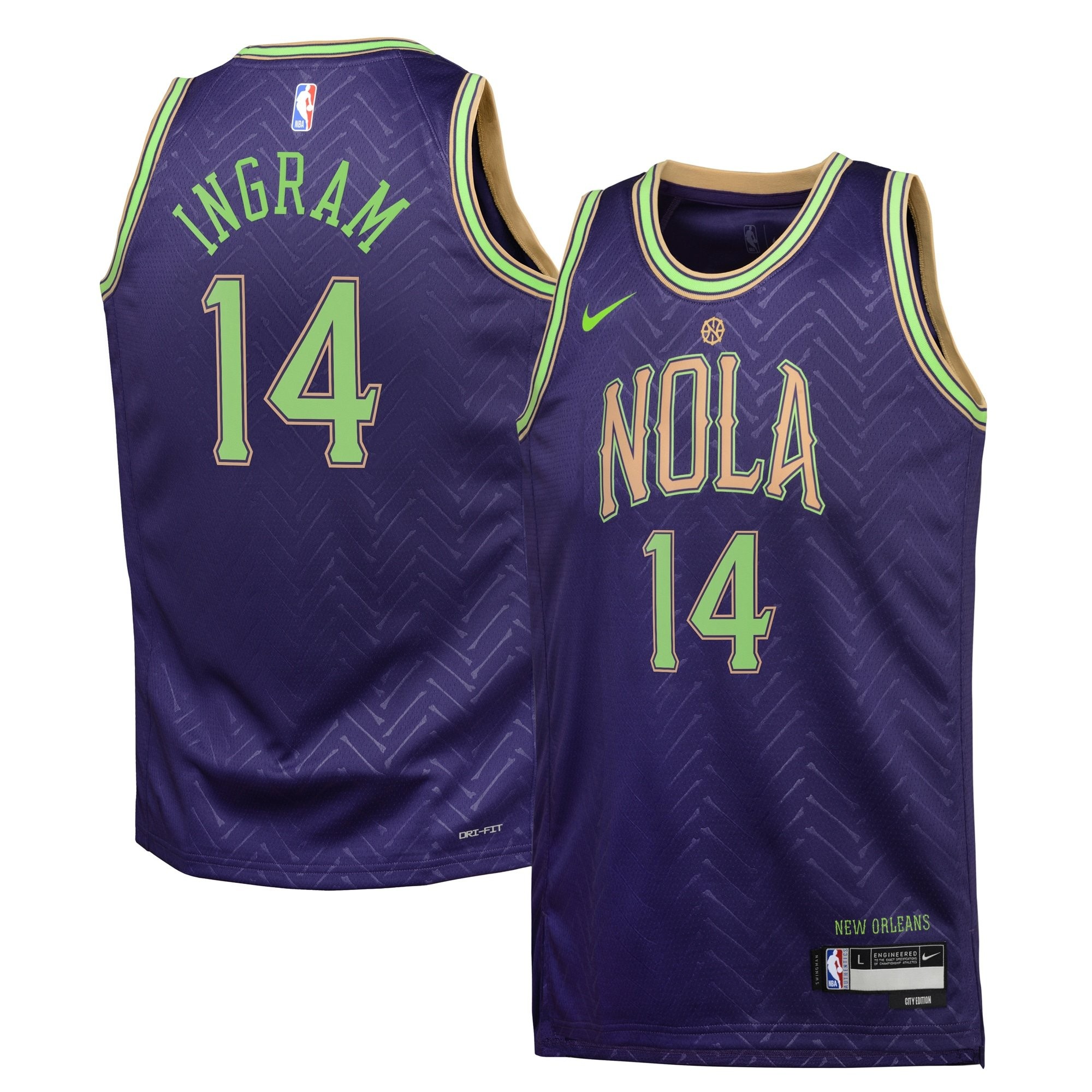New Orleans Pelicans City Edition Swingman Jersey 2024 Purple Brandon Ingram Youth