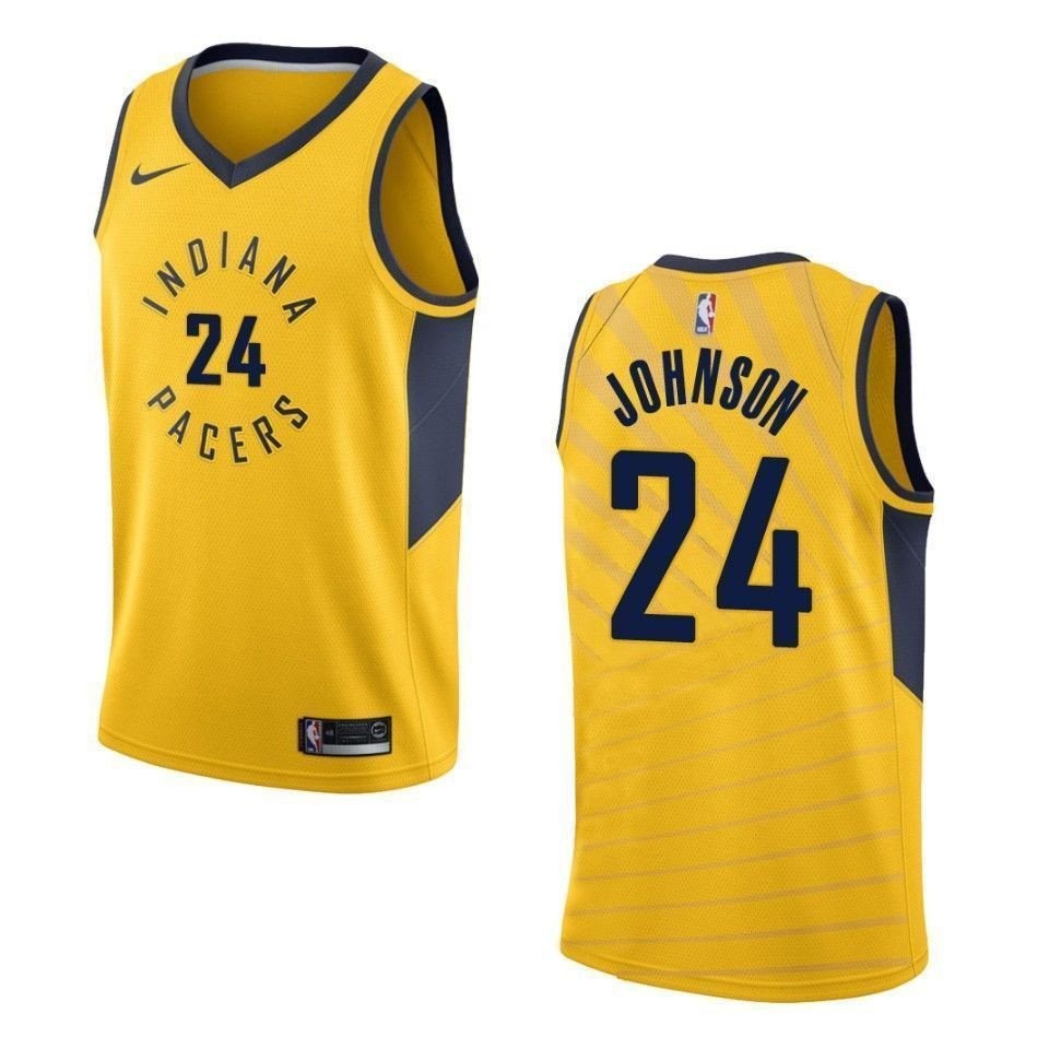 Men's Indiana Pacers Alize Johnson #24 Statement Swingman Jersey Gold