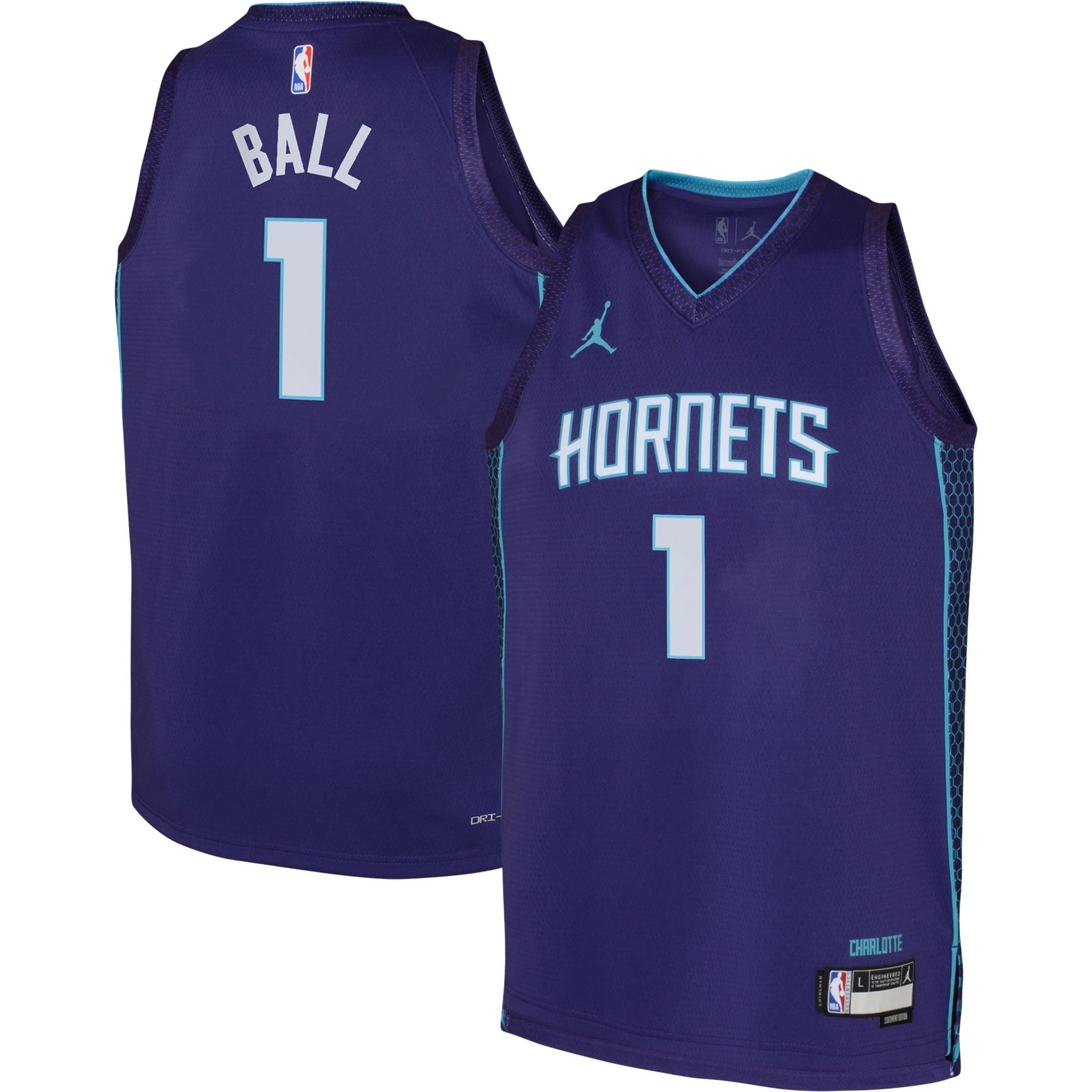 Youth Jordan Brand LaMelo Ball Purple Charlotte Hornets Swingman Jersey Statement Edition