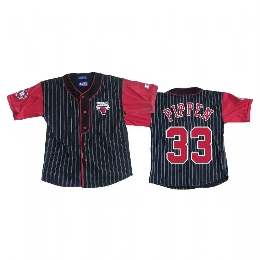 Men's Chicago Bulls Scottie Pippen 33 Vintage Pinstripe Basketball Jersey