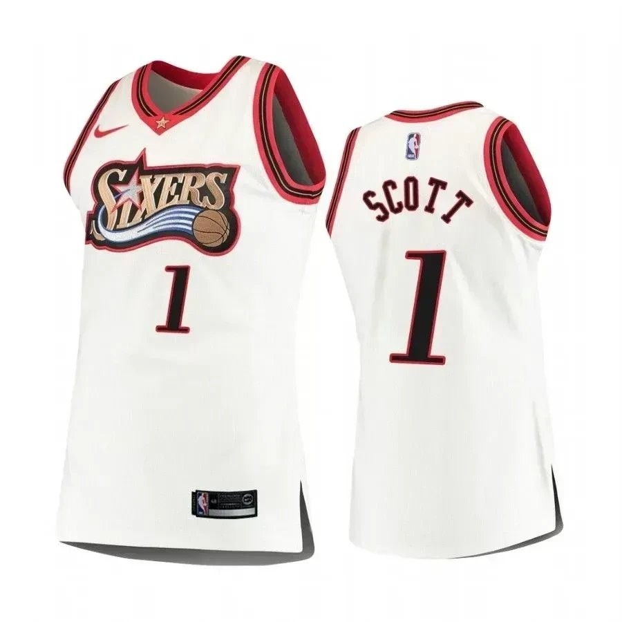 Men's Philadelphia 76ers Mike Scott White Hardwood Classics Jersey S-3XL