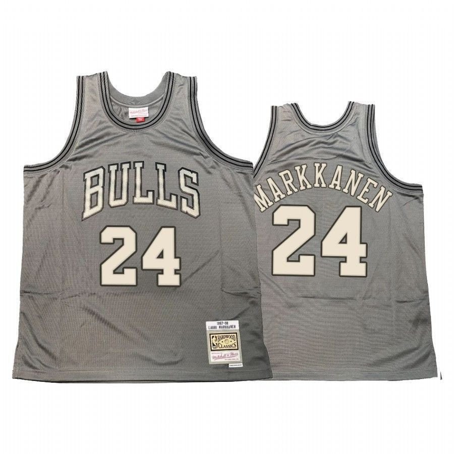 Men's Lauri Markkanen 24 Chicago Bulls Hardwood Classics Jersey Gray