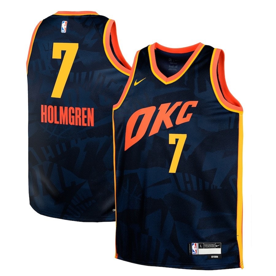 Chet Holmgren 7 Oklahoma City Thunder 2023/24 City Edition Swingman Youth Jersey Navy