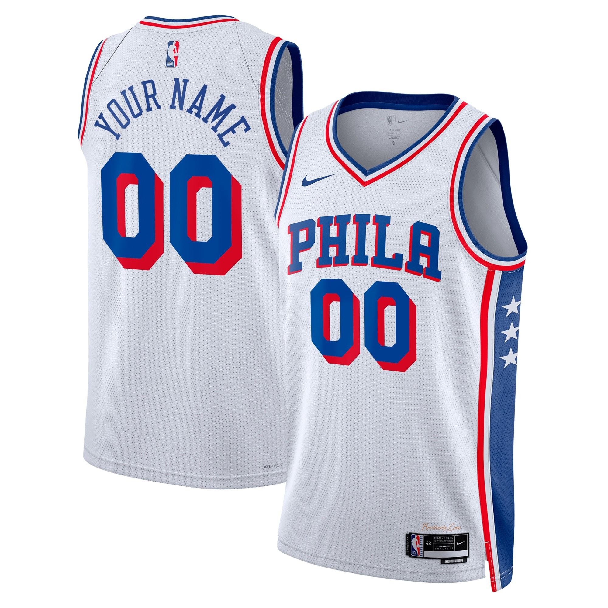 Philadelphia 76ers Association Swingman Custom Jersey Unisex Multicolor