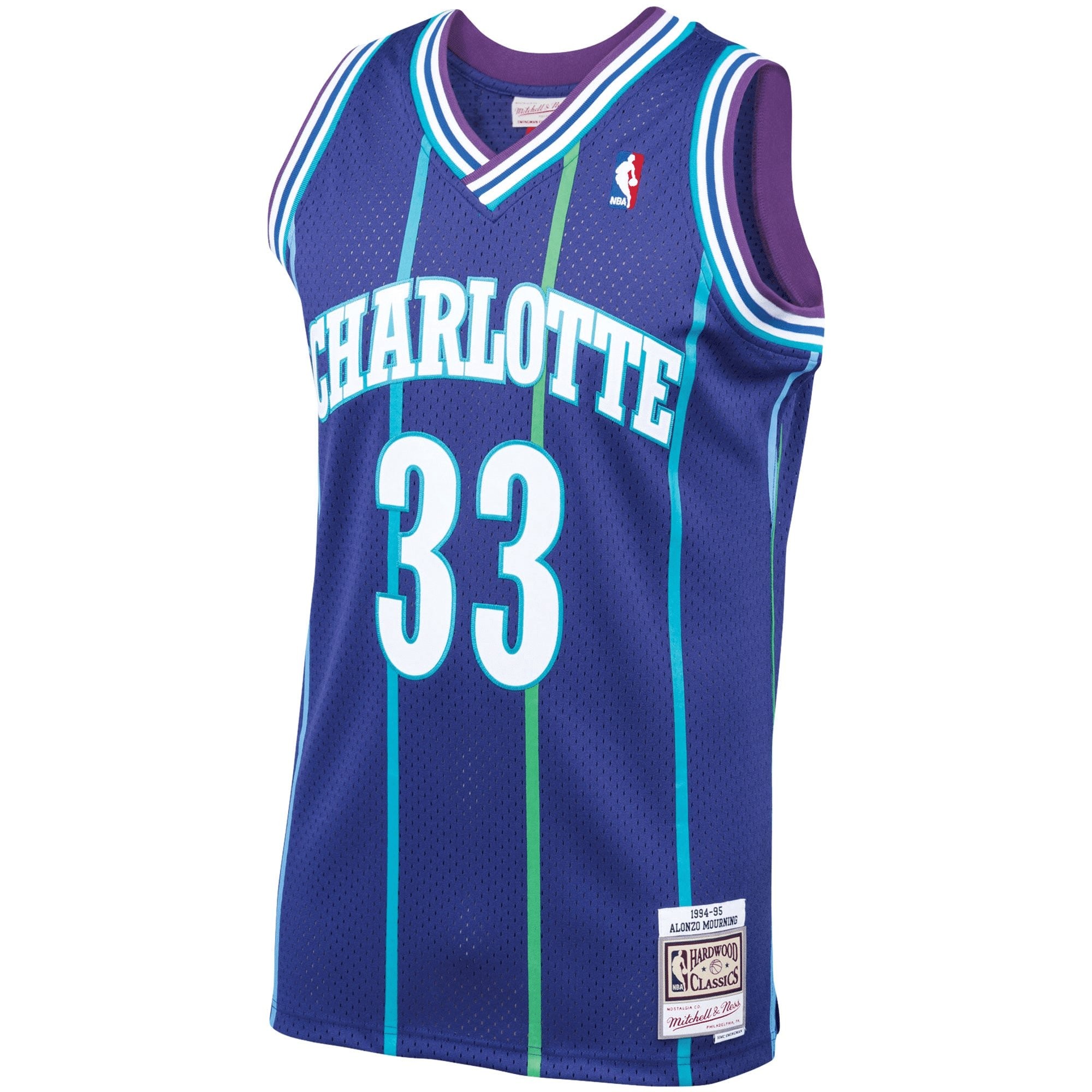 Alonzo Mourning Charlotte Hornets Mitchell & Ness 1992-93 Hardwood Classics Swingman Player Jersey - Teal Jersey - Image 5