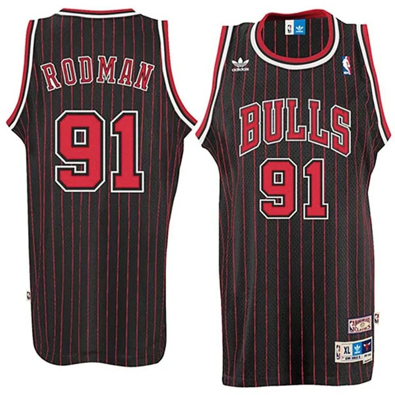 Men's Dennis Rodman Chicago Bulls Soul Swingman Throwback Jersey Black Multi Color