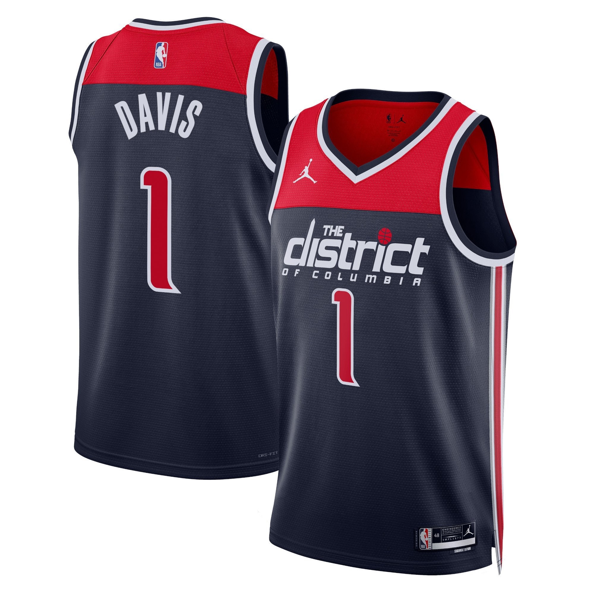 Johnny Davis Washington Wizards 2024/25 Swingman Jersey Statement Edition Navy Unisex