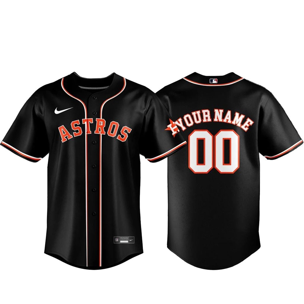Custom Name and Number Houston Astros Black Out 2026 Baseball Jersey