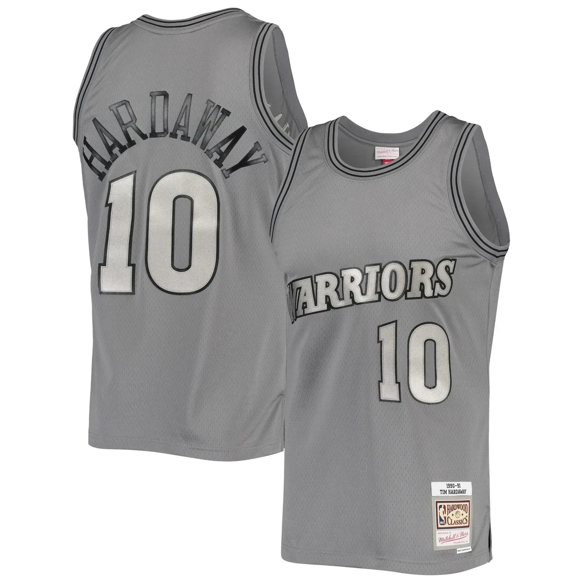 Men's Mitchell & Ness Tim Hardaway Charcoal Golden State Warriors 1990/91 Hardwood Classics Swingman Jersey