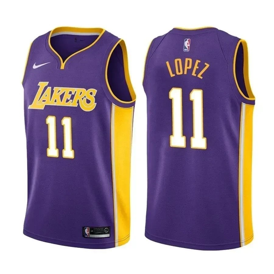 Men's Brook Lopez Lakers #11 Purple Basketball Jersey - Purple Multi Color