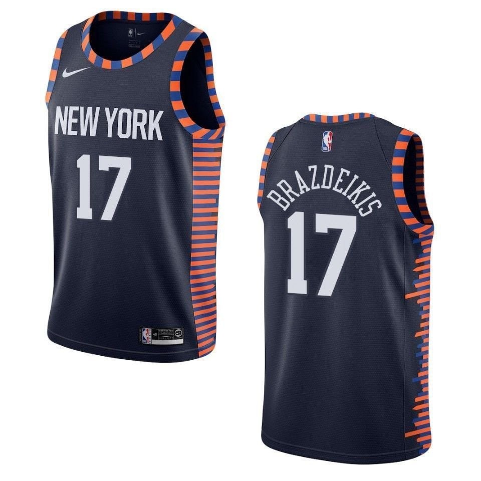 Men's New York Knicks Iggy Brazdeikis #17 City Swingman Jersey Navy