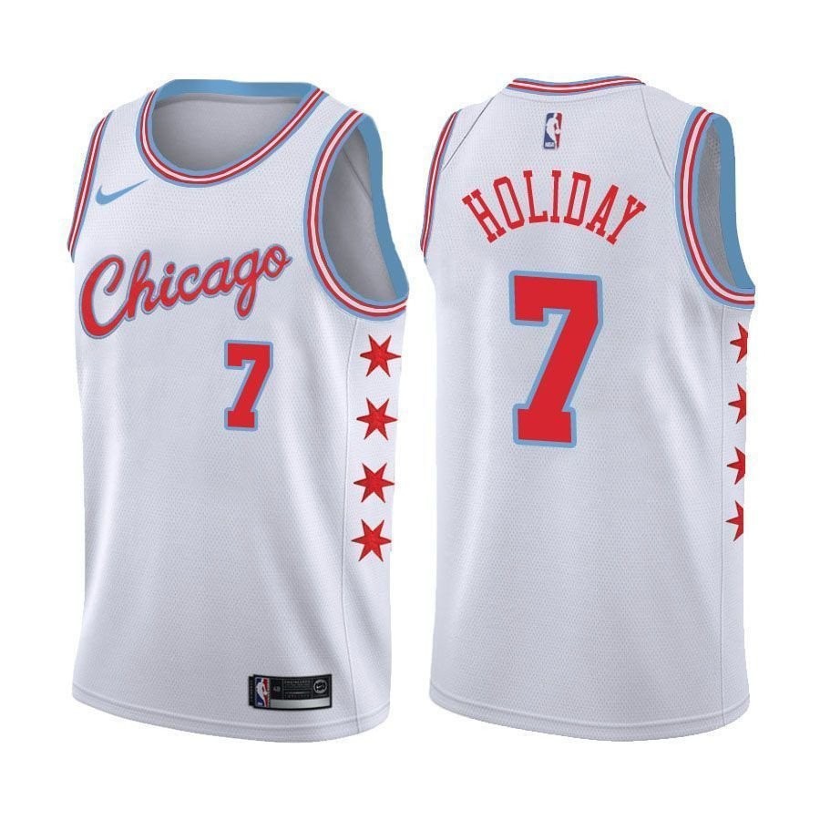 Men's Chicago Bulls Justin Holiday #7 City Edition White Basketball Jersey