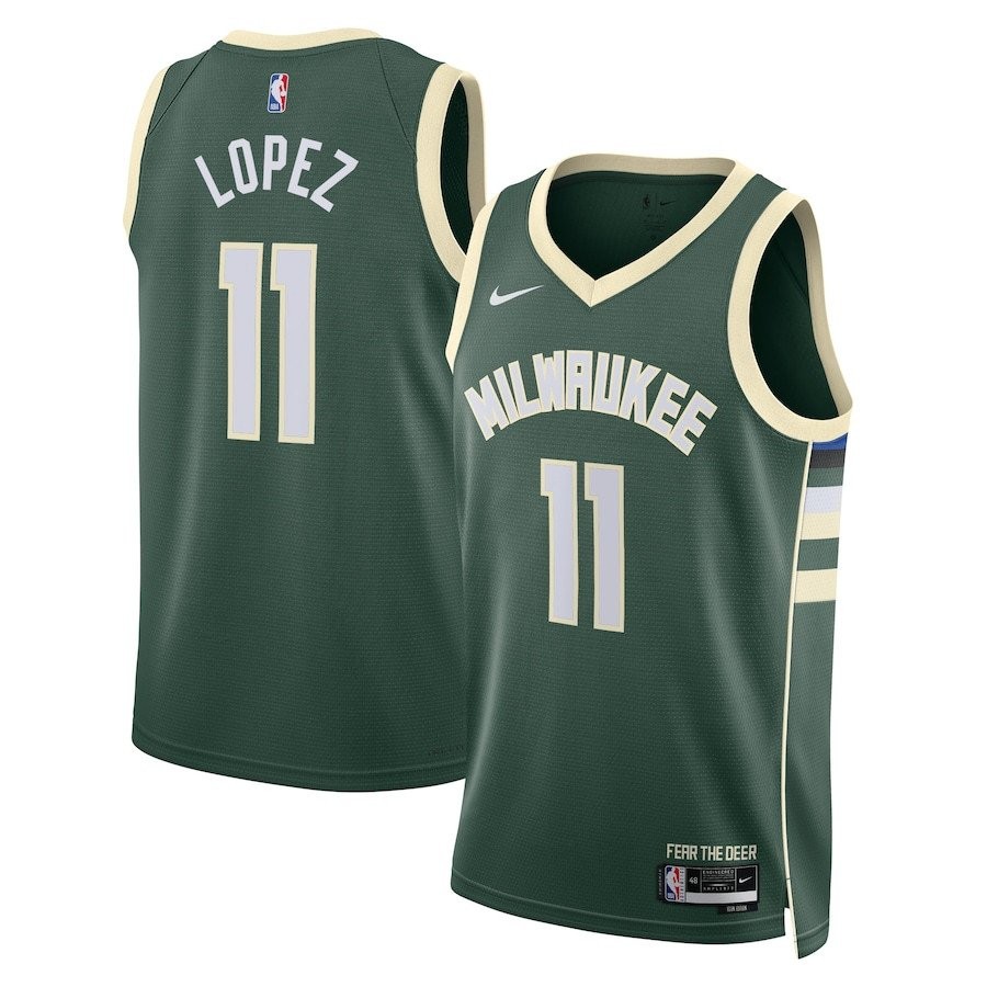 Brook Lopez 11 Milwaukee Bucks Unisex Swingman Jersey Icon Edition Hunter Green