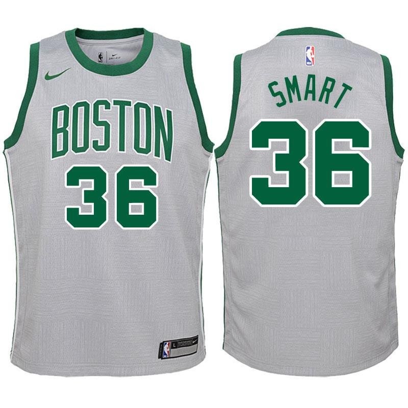 Youth Boston Celtics 36 Marcus Smart Gray Swingman Jersey-City Edition Jersey