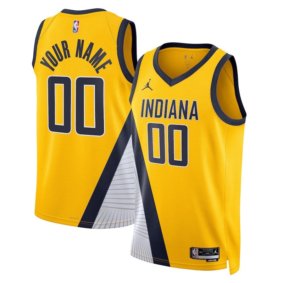 Indiana Pacers 2023/24 Statement Swingman Custom Men Jersey Gold Multicolor