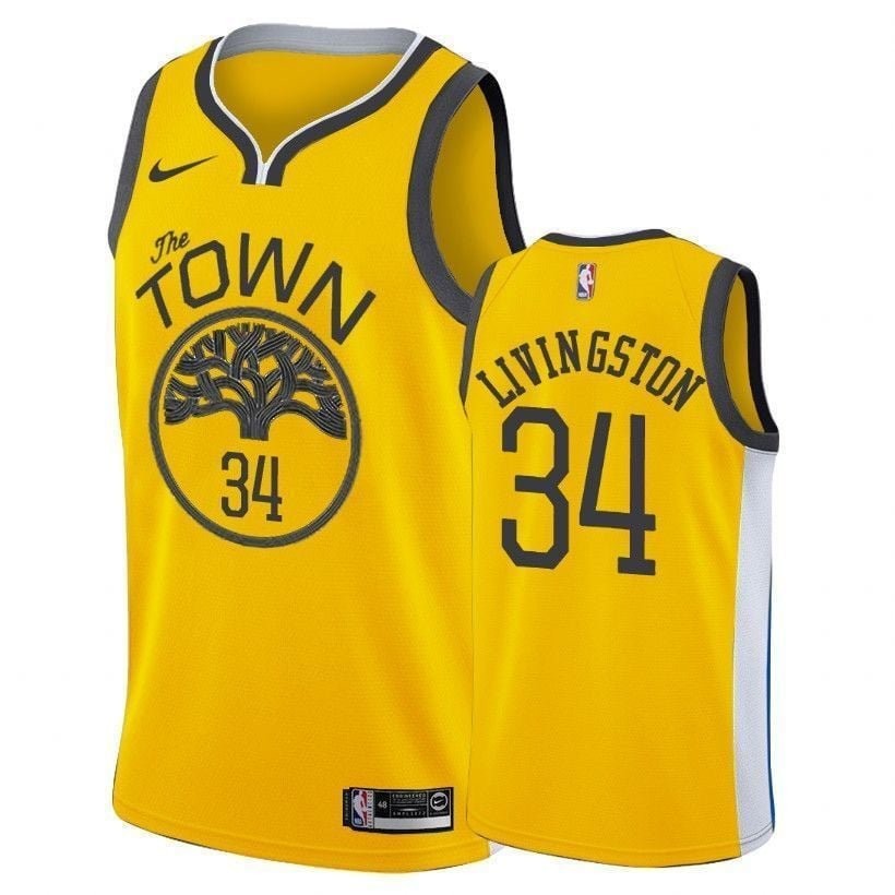 Men's Shaun Livingston 34 Warriors Earned Edition Gold Jersey