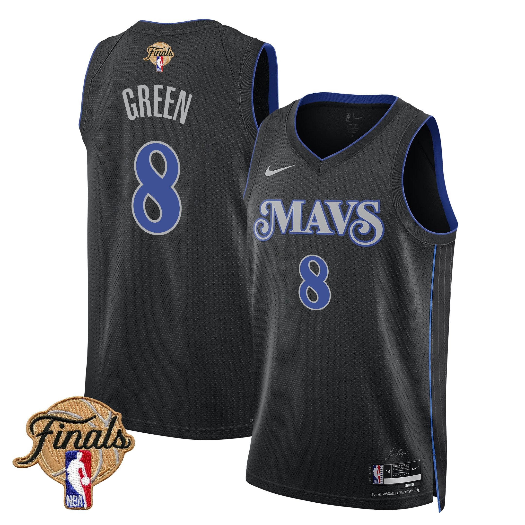 Josh Green 8 Dallas Mavericks 2024 Finals Patch Swingman Jersey City Edition Black