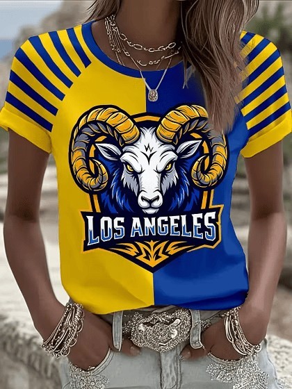 Musemora - Women's Los Angeles Rams T-Shirt - Game Day Football