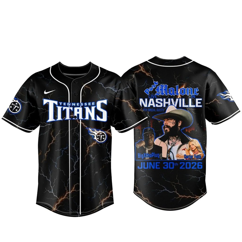 Tennessee Titans x Post Malone Live in Nashville 2026 Baseball Jersey