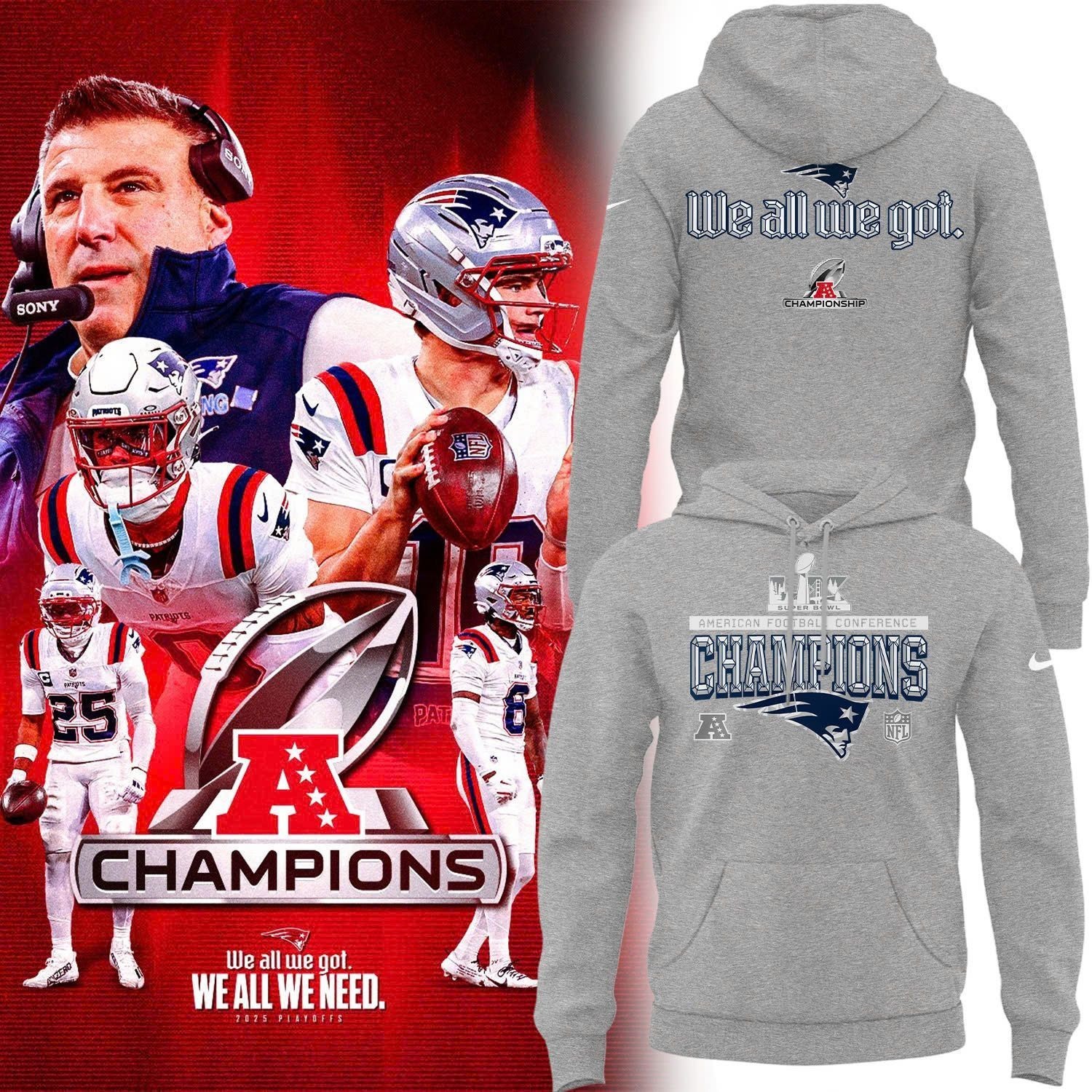 Musemora - Unisex New England Patriots Hoodie - Game Day Football