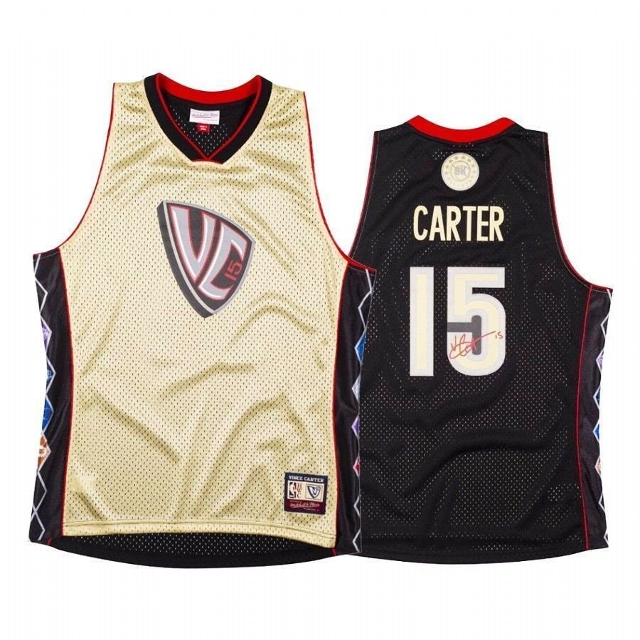 Men's Vince Carter 15 Gold Black Retired Basketball Jersey