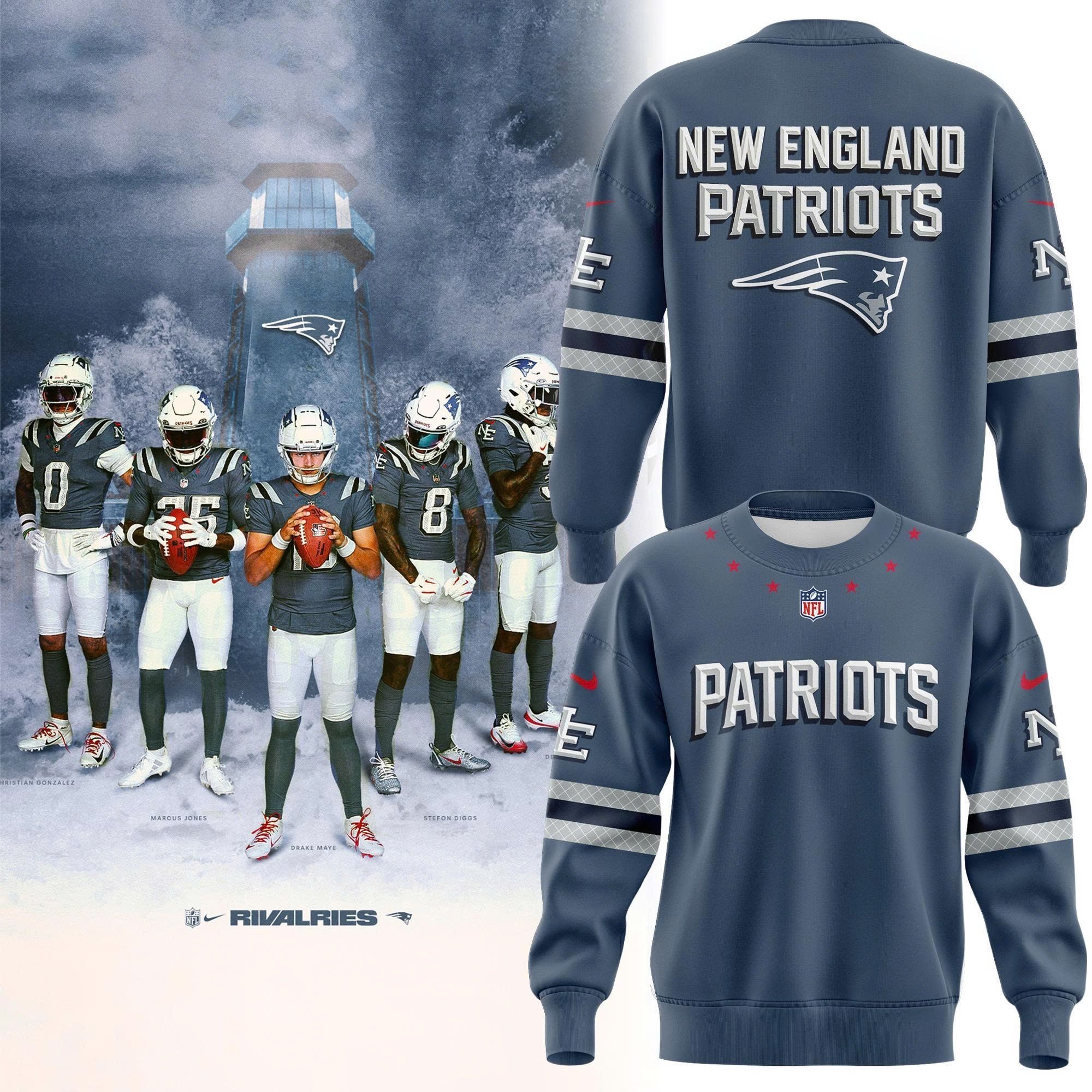 Musemora - Unisex New England Patriots Sweatshirt - Game Day Football Fan Gear