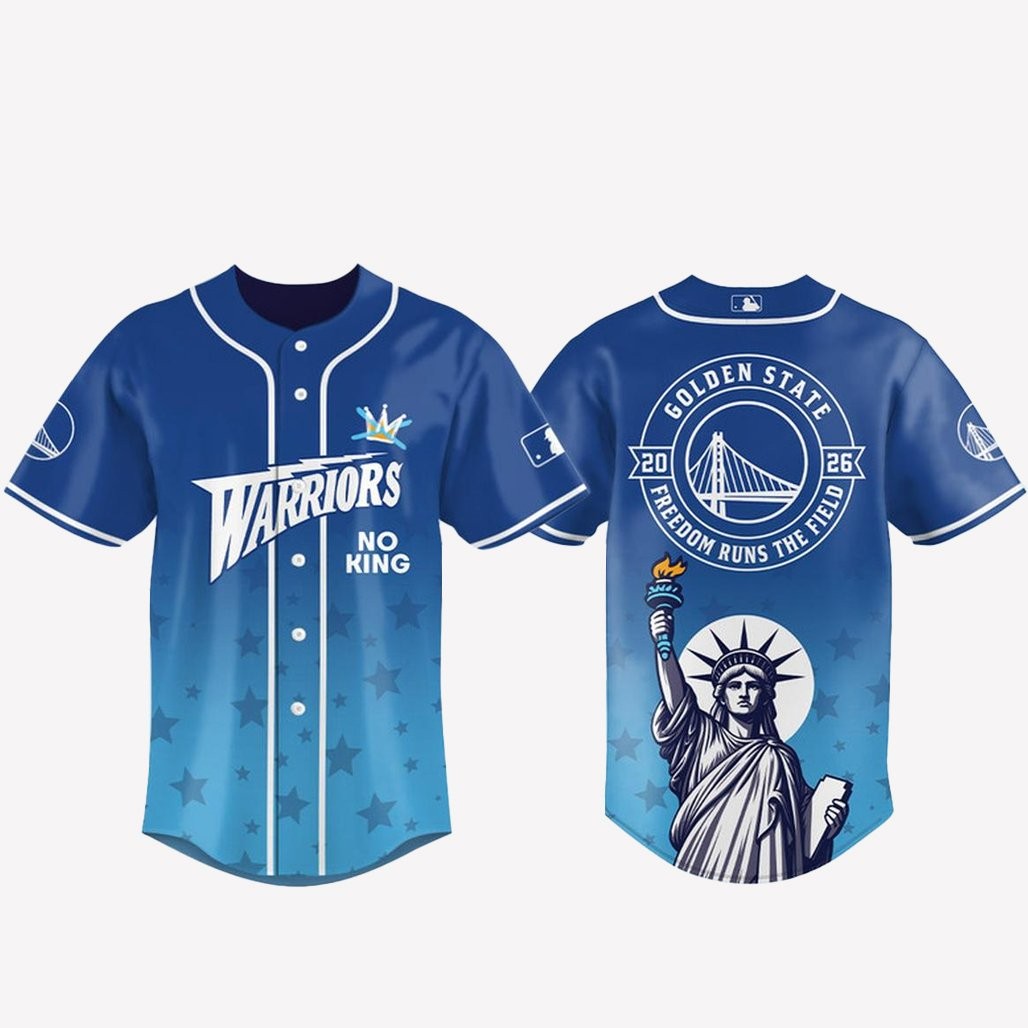 Golden State Warriors 2026 No Kings Freedom Runs The Field Baseball Jersey