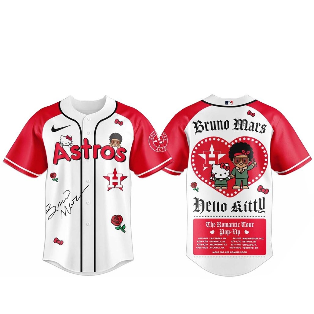 Houston Astros Bruno Mars x Hello Kitty 2026 The Romantic Tour Baseball Jersey