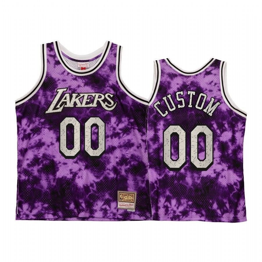 Men's Custom 00 Los Angeles Lakers Galaxy Constellation Jersey Purple